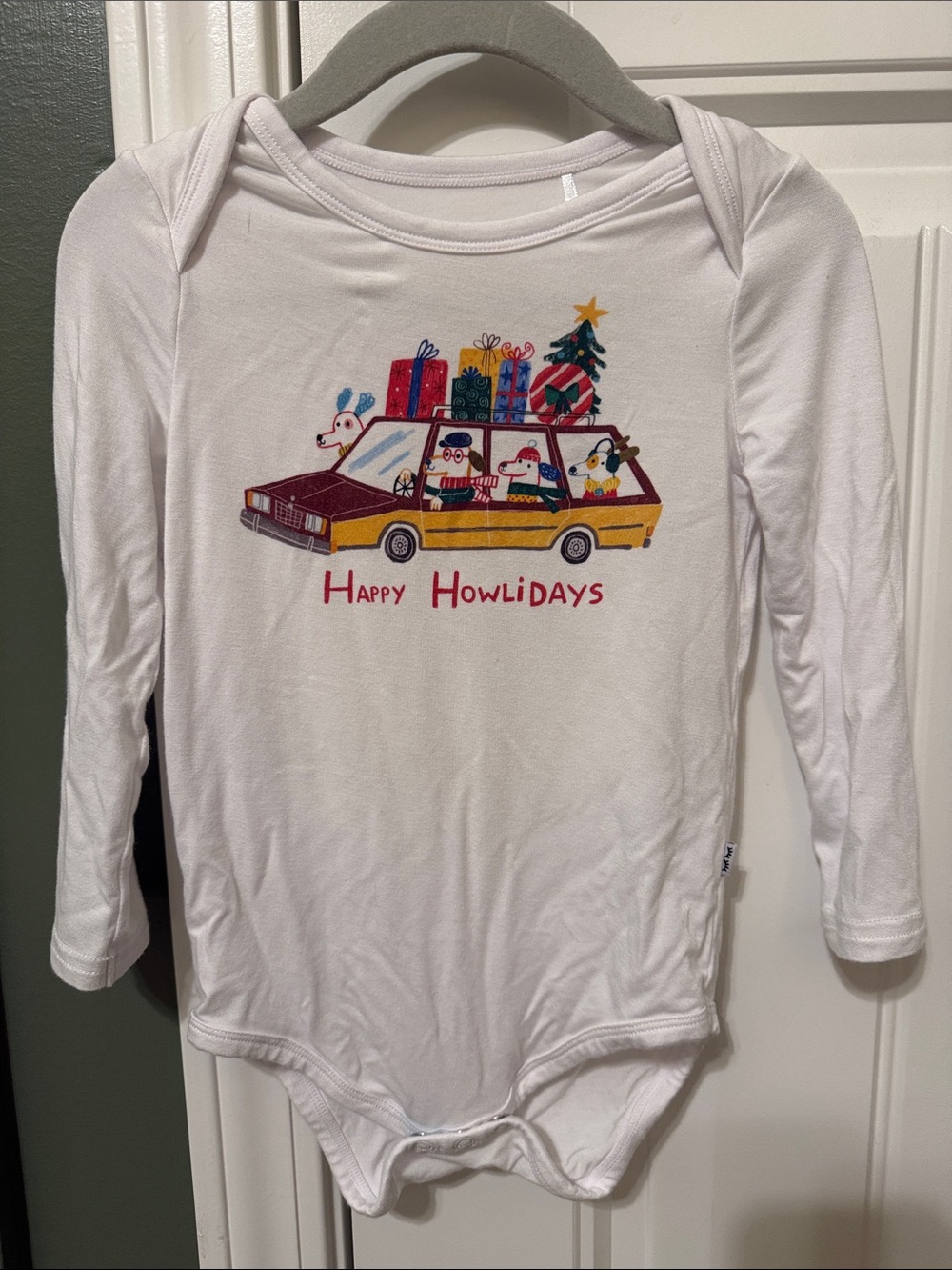 Little Sleepies White Holiday 'Happy Howlidays' Long-Sleeve Bodysuit